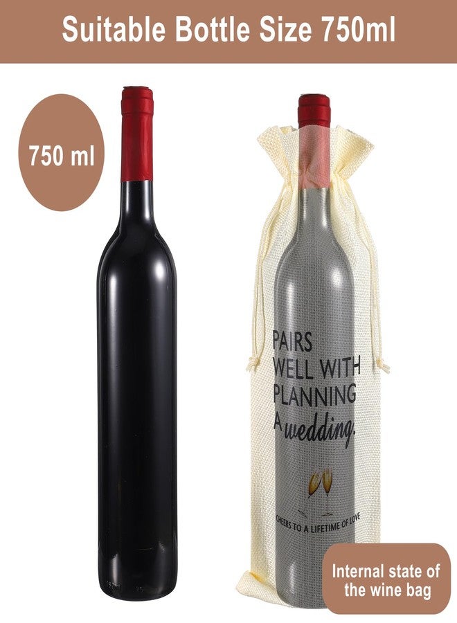 Zelphvt Wedding Wine Bag, 2 Pcs Wedding Wine Gift Bag for Bride Groom Burlap Reusable Wine Bags Officiant Reusable Jute Liquor Bottle Cover for Weddings Holiday Party Birthdays - Image 3